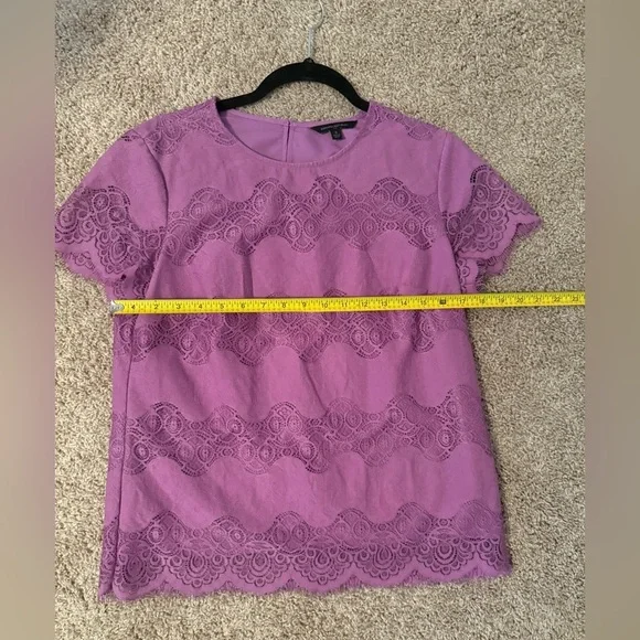 Banana Republic | Lilac Lace Striped Short Sleeve Top | Size S - Picture 3 of 6